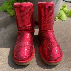 Red sequin Ugg boots